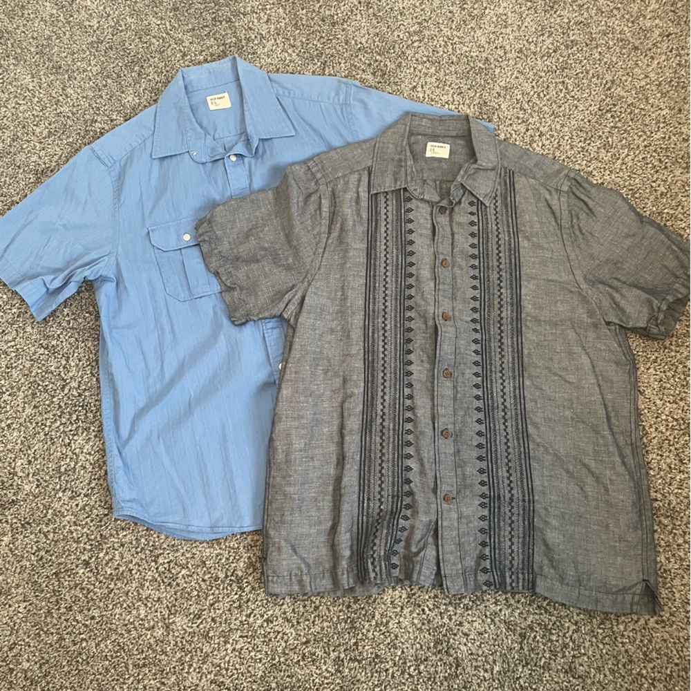 Old Navy Linen Shirts Set of 2, Size Large